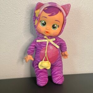 IMC Toys Cry Babies Doll Kids 12in Purple Excellent Katie Tiger Kitty Pajamas